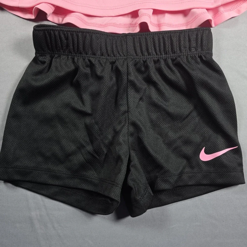 Nike Dri-Fit Little Girl's  2-Piece Graphic Tee & Short Set Pink Black 2T